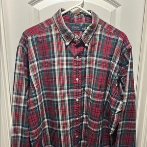 Polo by Ralph Lauren Red and Green Casual Button Down Shirt